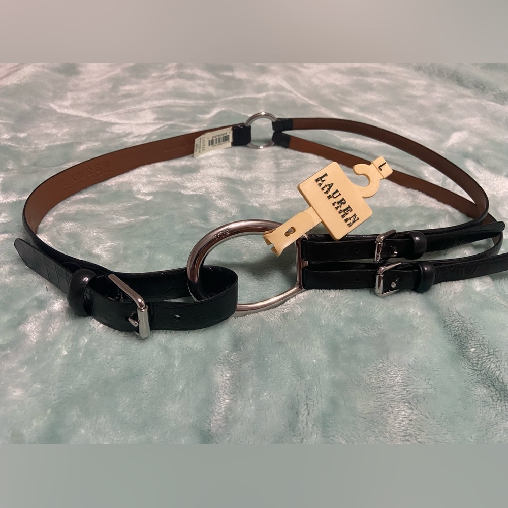 Lauren Ralph Lauren Black double buckle belt